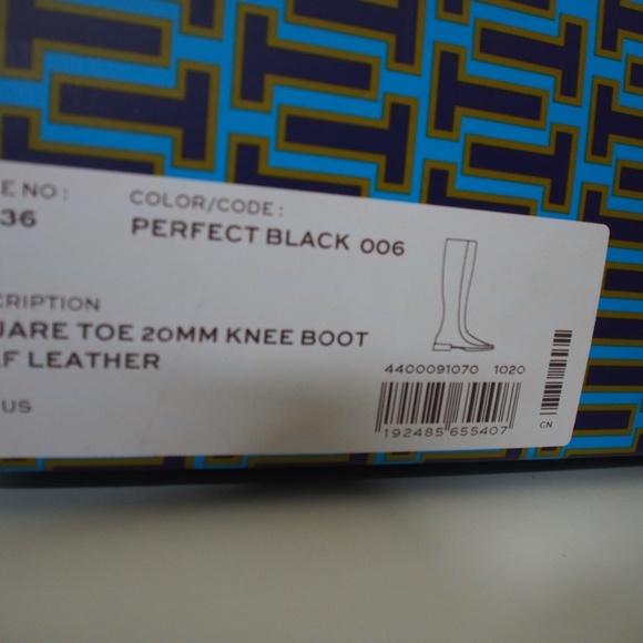 Tory Burch Square Toe Boots 20MM Knee Boots Size 9 Black - Picture 8 of 9